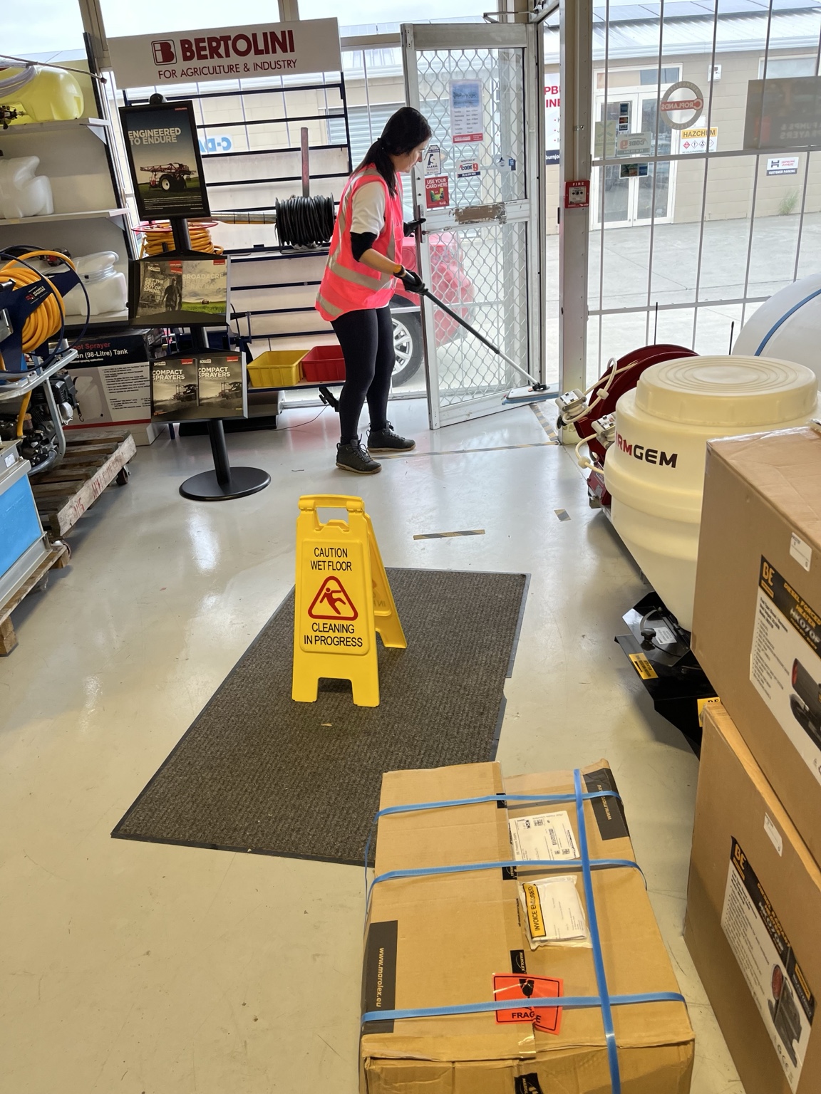 Professional commercial cleaning in a workplace
