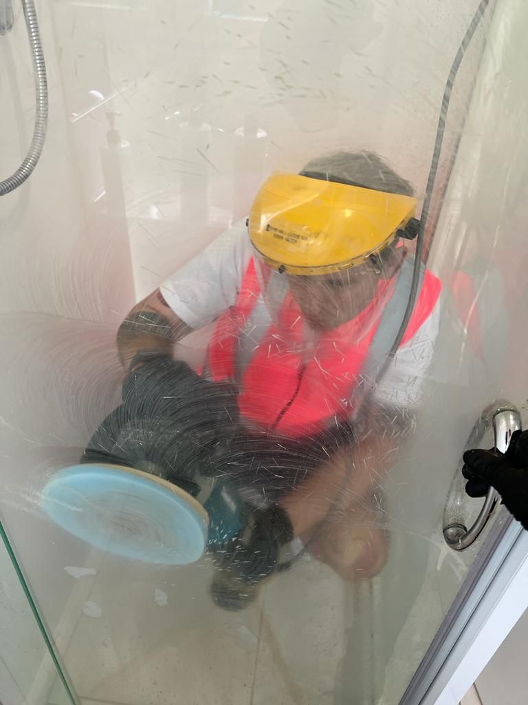 Specialist shower glass water stain restoration in Christchurch