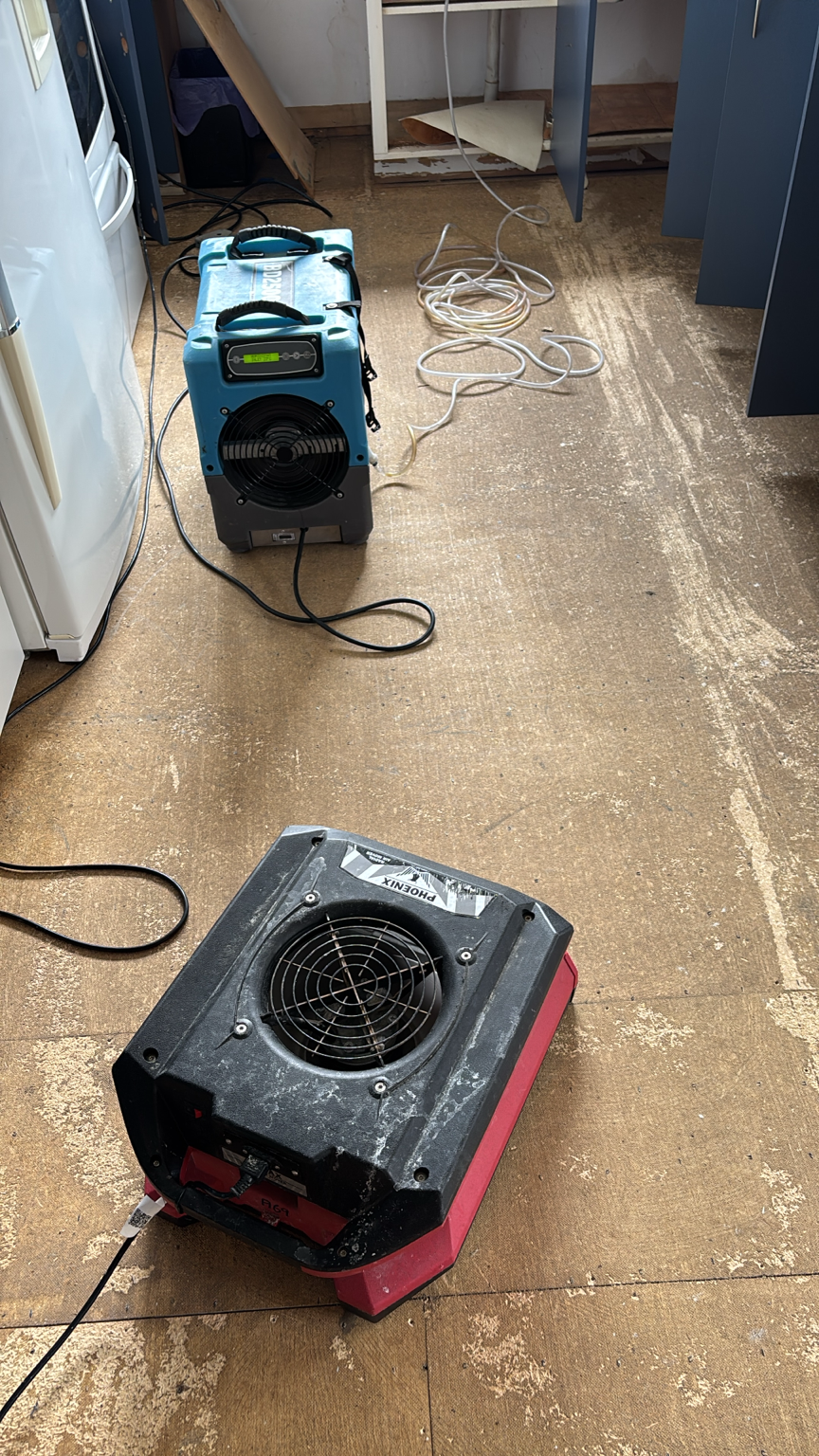 Professional water extraction and drying equipment in a Christchurch property