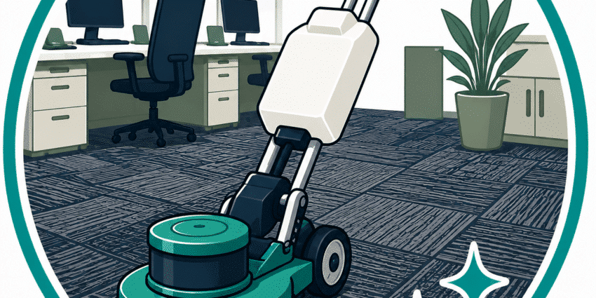 Commercial carpet cleaning Christchurch using a professional CRB machine to deep clean office carpet tiles and commercial flooring.