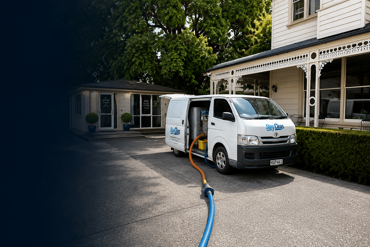 Carpet cleaning Christchurch - Stay Clean van on site.